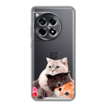 Силиконовый чехол на OnePlus Ace 3 с принтом Кошки