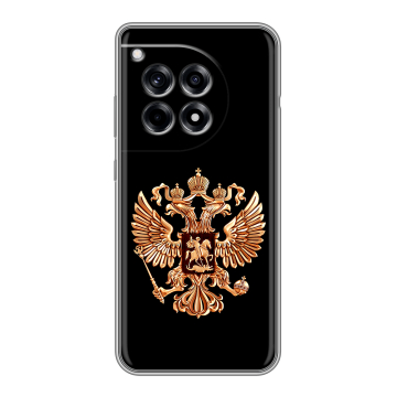 Силиконовый чехол на OnePlus Ace 3 с принтом Герб России золотой