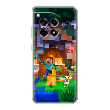 Силиконовый чехол на OnePlus Ace 3 с принтом Майнкрафт Minecraft
