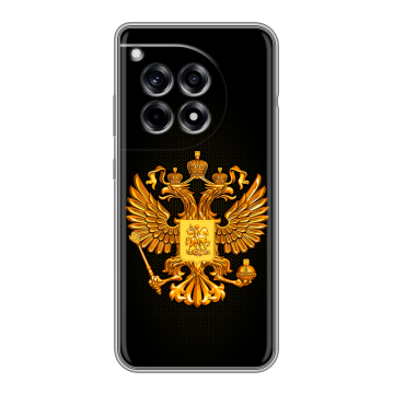 Силиконовый чехол на OnePlus 12R с принтом Герб России желтый Силиконовый чехол на OnePlus 12R с принтом Герб России желтый