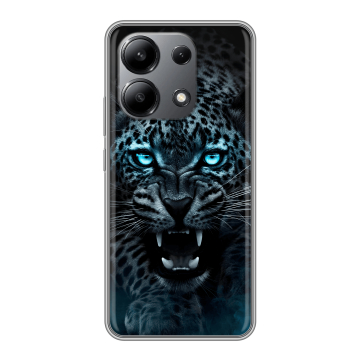 Силиконовый чехол на Xiaomi Redmi Note 13 4G с принтом Темный леопард Силиконовый чехол на Xiaomi Redmi Note 13 4G с принтом Темный леопард