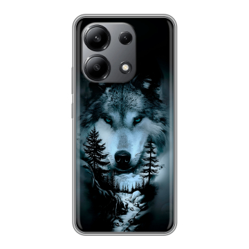 Силиконовый чехол на Xiaomi Redmi Note 13 4G с принтом Лесной волк Силиконовый чехол на Xiaomi Redmi Note 13 4G с принтом Лесной волк