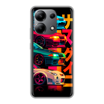 Силиконовый чехол на Xiaomi Redmi Note 13 4G с принтом Гоночные машины