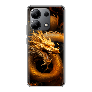 Силиконовый чехол на Xiaomi Redmi Note 13 4G с принтом Золотой дракон Силиконовый чехол на Xiaomi Redmi Note 13 4G с принтом Золотой дракон