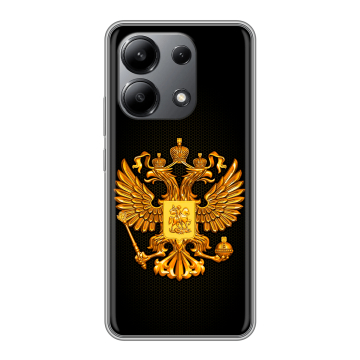 Силиконовый чехол на Xiaomi Redmi Note 13 4G с принтом Герб России желтый