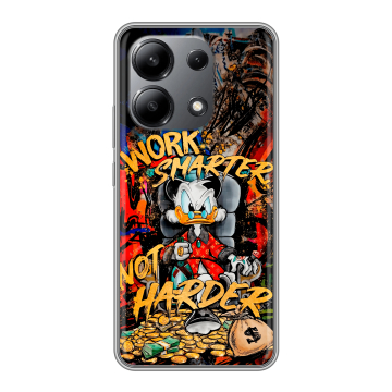 Силиконовый чехол на Xiaomi Redmi Note 13 4G с принтом Дональд Дак Деньги