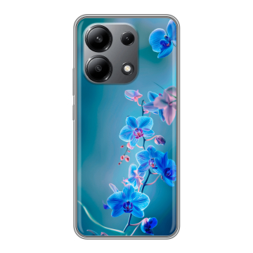 Силиконовый чехол на Xiaomi Redmi Note 13 4G с принтом Голубые цветы
