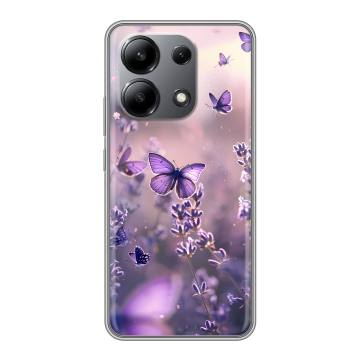 Силиконовый чехол на Xiaomi Redmi Note 13 4G с принтом бабочки и лаванда