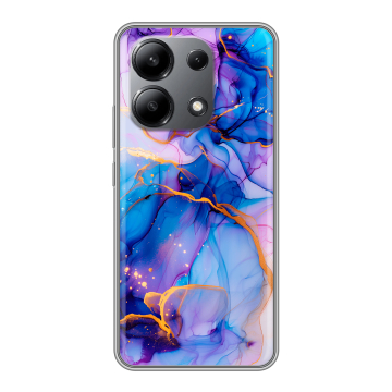 Силиконовый чехол на Xiaomi Redmi Note 13 4G с принтом синий мрамор