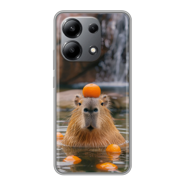 Силиконовый чехол на Xiaomi Redmi Note 13 4G с принтом Капибара с апельсином Силиконовый чехол на Xiaomi Redmi Note 13 4G с принтом Капибара с апельсином
