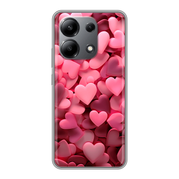 Силиконовый чехол на Xiaomi Redmi Note 13 4G с принтом розовые сердечки Силиконовый чехол на Xiaomi Redmi Note 13 4G с принтом розовые сердечки
