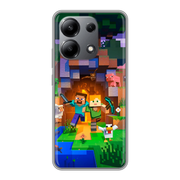 Силиконовый чехол на Xiaomi Redmi Note 13 4G с принтом Майнкрафт Minecraft Силиконовый чехол на Xiaomi Redmi Note 13 4G с принтом Майнкрафт Minecraft