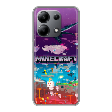 Силиконовый чехол на Xiaomi Redmi Note 13 4G с принтом Майнкрафт Minecraft Силиконовый чехол на Xiaomi Redmi Note 13 4G с принтом Майнкрафт Minecraft