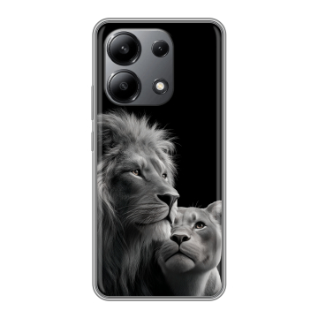 Силиконовый чехол на Xiaomi Redmi Note 13 4G с принтом Лев кошки