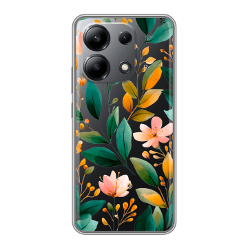 Силиконовый чехол на Xiaomi Redmi Note 13 4G с принтом Цветы паттерн
