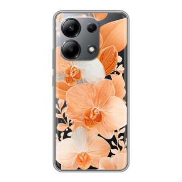 Силиконовый чехол на Xiaomi Redmi Note 13 4G с принтом Бежевые цветы