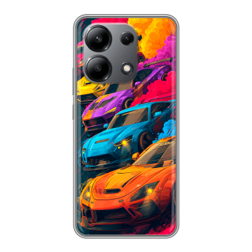Силиконовый чехол на Xiaomi Redmi Note 13 4G с принтом Тачки