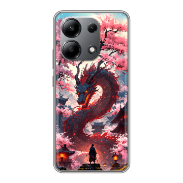Силиконовый чехол на Xiaomi Redmi Note 13 4G с принтом Дракон Японский