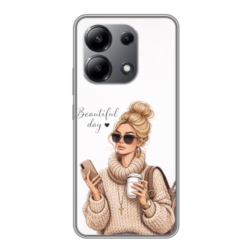 Силиконовый чехол на Xiaomi Redmi Note 13 4G с принтом женский