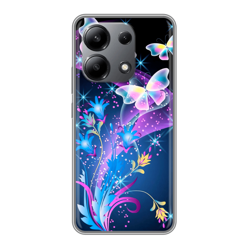 Силиконовый чехол на Xiaomi Redmi Note 13 4G с принтом Бабочки Силиконовый чехол на Xiaomi Redmi Note 13 4G с принтом Бабочки