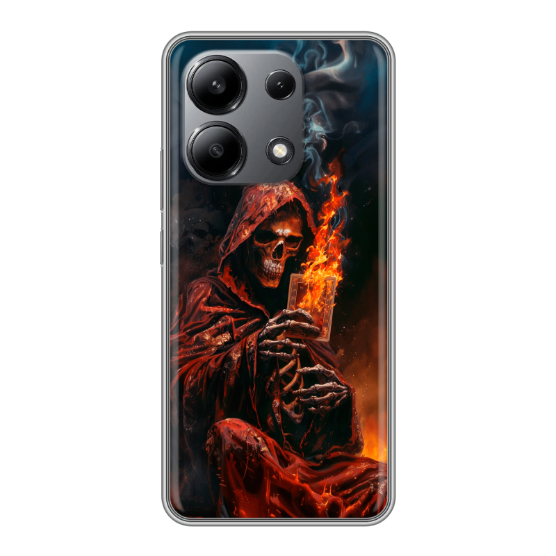 Силиконовый чехол на Xiaomi Redmi Note 13 4G с принтом Скелет и карты Силиконовый чехол на Xiaomi Redmi Note 13 4G с принтом Скелет и карты