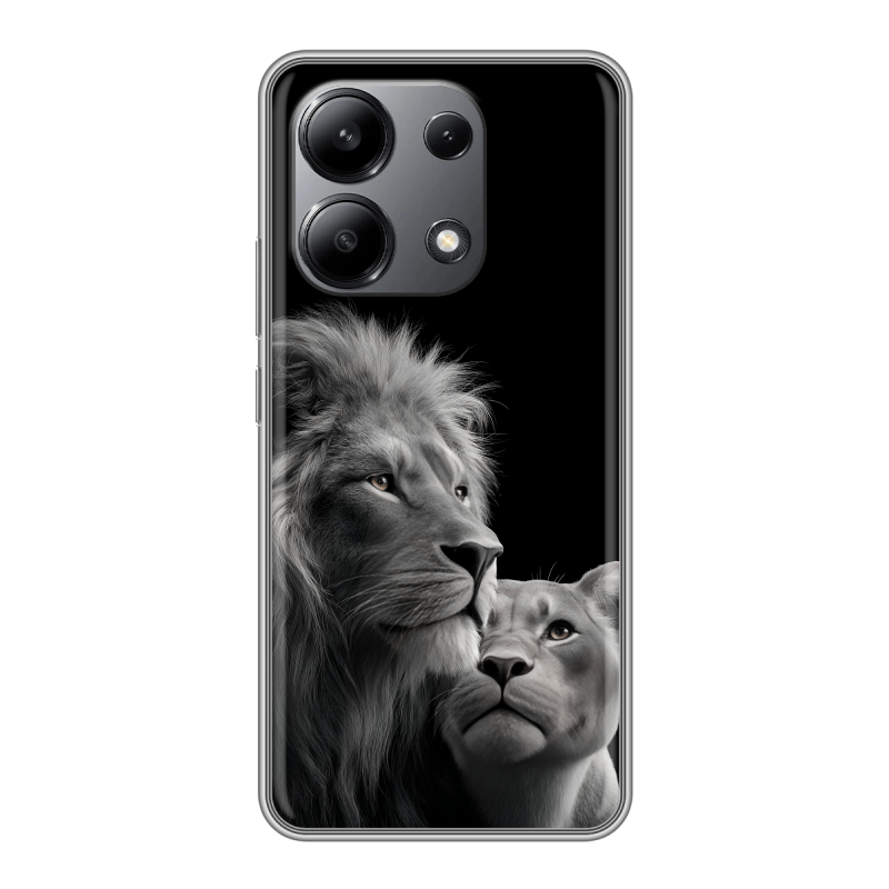 Силиконовый чехол на Xiaomi Redmi Note 13 4G с принтом Лев кошки Силиконовый чехол на Xiaomi Redmi Note 13 4G с принтом Лев кошки