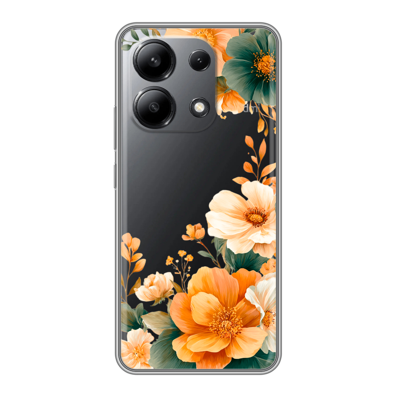 Силиконовый чехол на Xiaomi Redmi Note 13 4G с принтом Цветы принт Силиконовый чехол на Xiaomi Redmi Note 13 4G с принтом Цветы принт