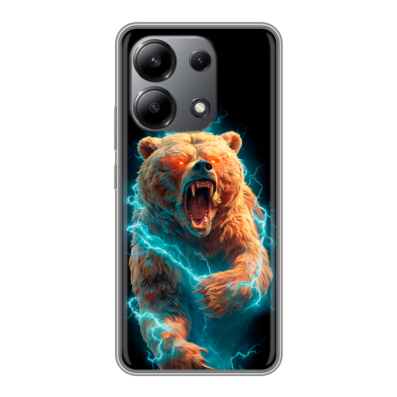 Силиконовый чехол на Xiaomi Redmi Note 13 4G с принтом Медведь Силиконовый чехол на Xiaomi Redmi Note 13 4G с принтом Медведь