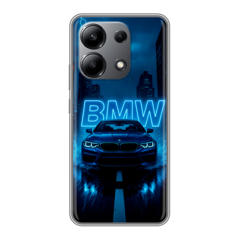Силиконовый чехол на Xiaomi Redmi Note 13 4G с принтом BMW БМВ Силиконовый чехол на Xiaomi Redmi Note 13 4G с принтом BMW БМВ