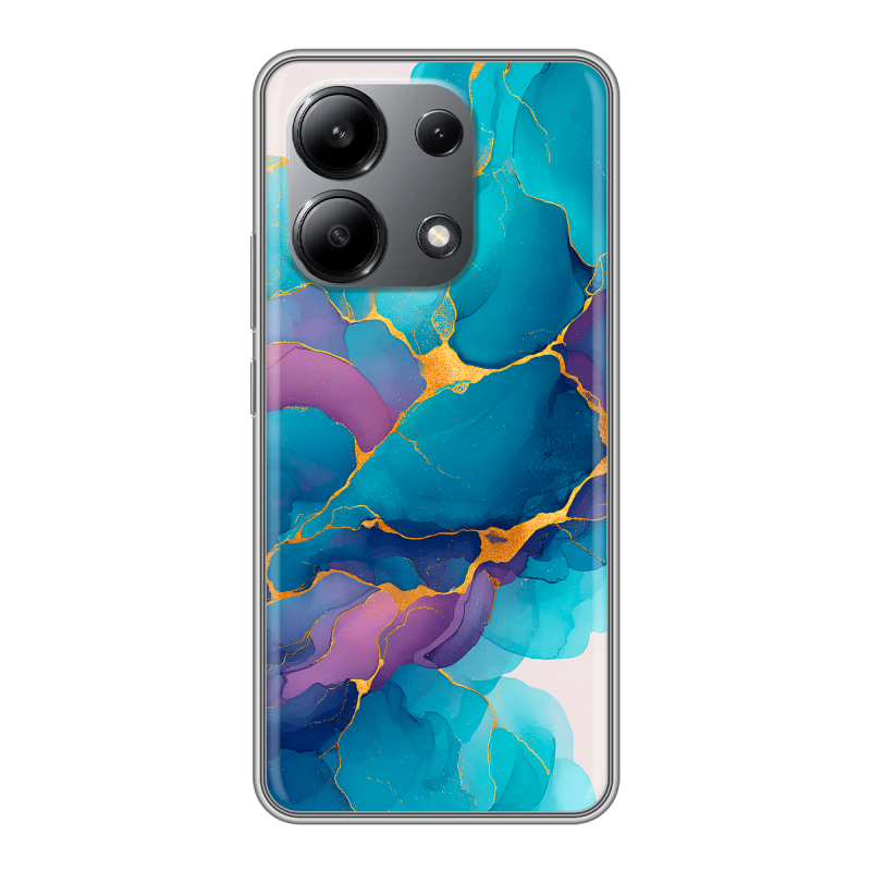 Силиконовый чехол на Xiaomi Redmi Note 13 4G с принтом Мрамор блестки Силиконовый чехол на Xiaomi Redmi Note 13 4G с принтом Мрамор блестки
