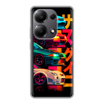 Силиконовый чехол на Xiaomi Redmi Note 13 Pro 4G с принтом Гоночные машины Силиконовый чехол на Xiaomi Redmi Note 13 Pro 4G с принтом Гоночные машины