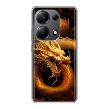 Силиконовый чехол на Xiaomi Redmi Note 13 Pro 4G с принтом Золотой дракон Силиконовый чехол на Xiaomi Redmi Note 13 Pro 4G с принтом Золотой дракон