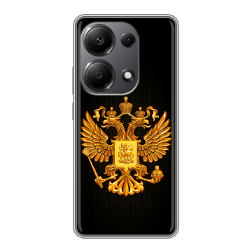 Силиконовый чехол на Xiaomi Redmi Note 13 Pro 4G с принтом Герб России желтый Силиконовый чехол на Xiaomi Redmi Note 13 Pro 4G с принтом Герб России желтый
