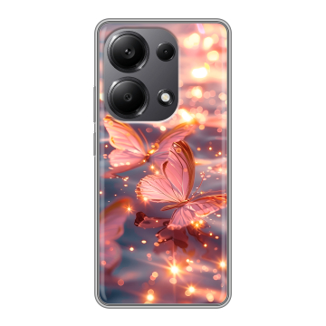 Силиконовый чехол на Xiaomi Redmi Note 13 Pro 4G с принтом бабочки розовые Силиконовый чехол на Xiaomi Redmi Note 13 Pro 4G с принтом бабочки розовые