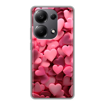 Силиконовый чехол на Xiaomi Redmi Note 13 Pro 4G с принтом розовые сердечки Силиконовый чехол на Xiaomi Redmi Note 13 Pro 4G с принтом розовые сердечки