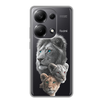 Силиконовый чехол на Xiaomi Redmi Note 13 Pro 4G с принтом Львы Силиконовый чехол на Xiaomi Redmi Note 13 Pro 4G с принтом Львы
