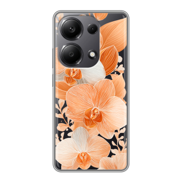 Силиконовый чехол на Xiaomi Redmi Note 13 Pro 4G с принтом Бежевые цветы Силиконовый чехол на Xiaomi Redmi Note 13 Pro 4G с принтом Бежевые цветы