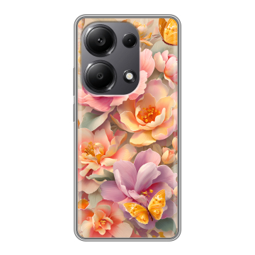 Силиконовый чехол на Xiaomi Redmi Note 13 Pro 4G с принтом Цветы и бабочки Силиконовый чехол на Xiaomi Redmi Note 13 Pro 4G с принтом Цветы и бабочки