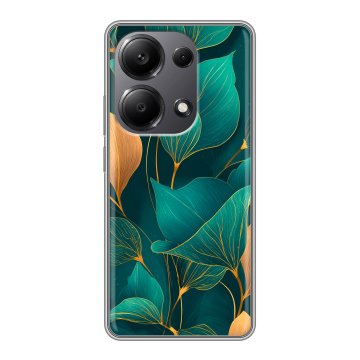 Силиконовый чехол на Xiaomi Redmi Note 13 Pro 4G с принтом Листья и золото Силиконовый чехол на Xiaomi Redmi Note 13 Pro 4G с принтом Листья и золото