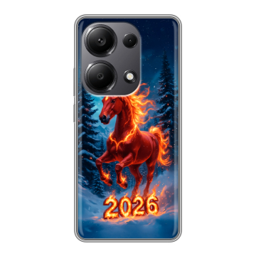 Силиконовый чехол на Xiaomi Redmi Note 13 Pro 4G с принтом Новый год коня Силиконовый чехол на Xiaomi Redmi Note 13 Pro 4G с принтом Новый год коня