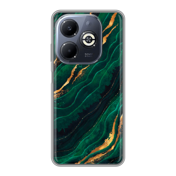 Силиконовый чехол на Infinix Smart 8 Plus с принтом Мрамор зеленое золото