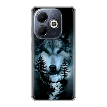 Силиконовый чехол на Infinix Smart 8 Plus с принтом Лесной волк