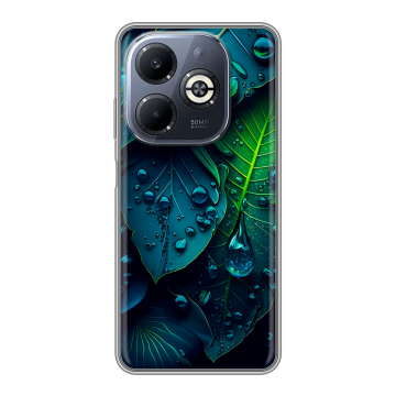 Силиконовый чехол на Infinix Smart 8 Plus с принтом Листья