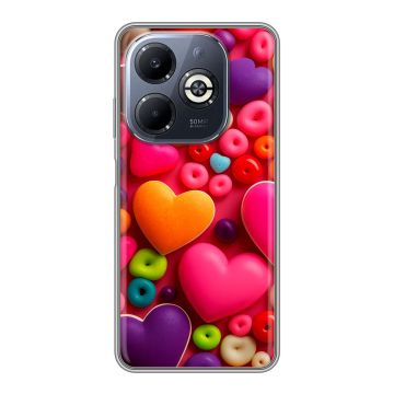Силиконовый чехол на Infinix Smart 8 Plus с принтом Сердечки