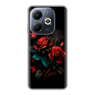 Силиконовый чехол на Infinix Smart 8 Plus с принтом Розы красные Силиконовый чехол на Infinix Smart 8 Plus с принтом Розы красные