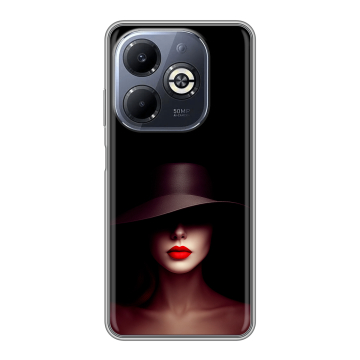 Силиконовый чехол на Infinix Smart 8 Plus с принтом Девушка в шляпе Силиконовый чехол на Infinix Smart 8 Plus с принтом Девушка в шляпе