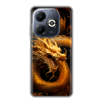 Силиконовый чехол на Infinix Smart 8 Plus с принтом Золотой дракон Силиконовый чехол на Infinix Smart 8 Plus с принтом Золотой дракон