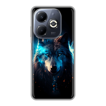Силиконовый чехол на Infinix Smart 8 Plus с принтом Волк ночной