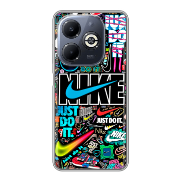 Силиконовый чехол на Infinix Smart 8 Plus с принтом найк nike черный Силиконовый чехол на Infinix Smart 8 Plus с принтом найк nike черный