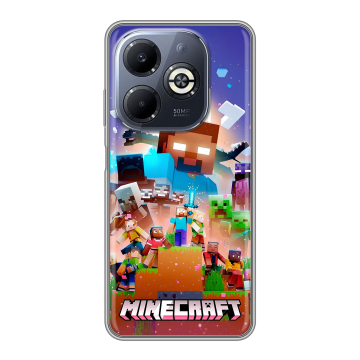 Силиконовый чехол на Infinix Smart 8 Plus с принтом Майнкрафт Minecraft Силиконовый чехол на Infinix Smart 8 Plus с принтом Майнкрафт Minecraft